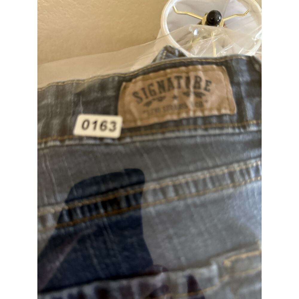 Levi Strauss Signature Mid Rise Straight Jeans Misses 12 Long Dark Wash 0163 - Picture 12 of 12